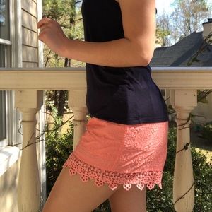 Matilda Jane Coral Pink Shorts | Crochet Hem